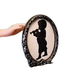 Vintage Mini Framed Silhouette Little Boy Blue Metal Frame Dollhouse Ferrero 88